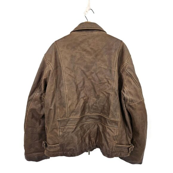 Faconnable Jeans Brown Calfskin Leather Bomber Jacket Mens XL - Picture 2 of 7